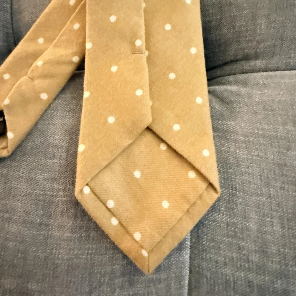Jack Sartori Italia Tie Mens One Size Yellow Polka Dot Skinny Necktie Cotton
